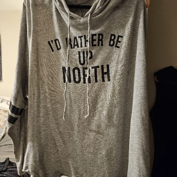 Gray Hoodie with 'I'd Rather Be Up North' Print - Picture 1 of 3